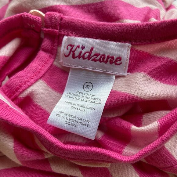 Kidzone Girls Dress Size 3T‎ Pink Striped Ruffle Short Sleeves NEW - Picture 6 of 6
